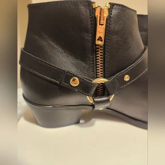 New J. Crew "Remi" Black Leather w/Harness Ankle Boots Size 7.5 (Retail $268) - Picture 4 of 9